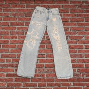 Aeropostale 90's Baggy Premium Air Distressed Denim Jeans Light Wash 6
